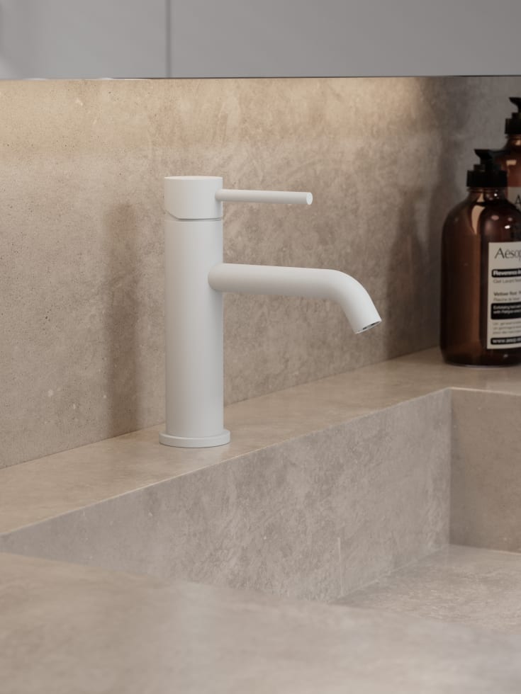 Zen Sanitary Slimline tvättställsblandare, vit