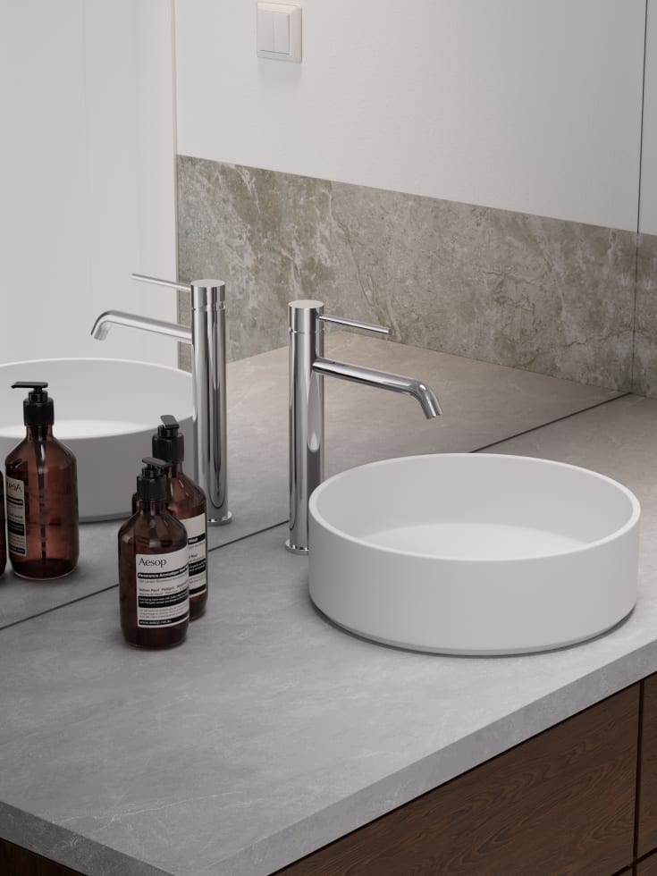 Zen Sanitary Slimline tvättställsblandare, rostfritt stål