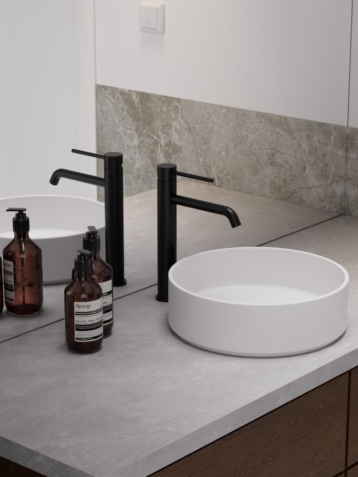 Zen Sanitary Slimline tvättställsblandare, svart