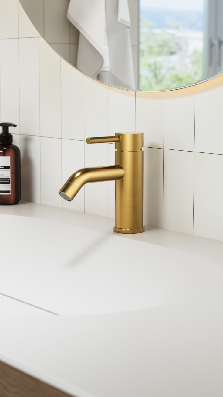 Zen Sanitary Slimline tvättställsblandare, mässing