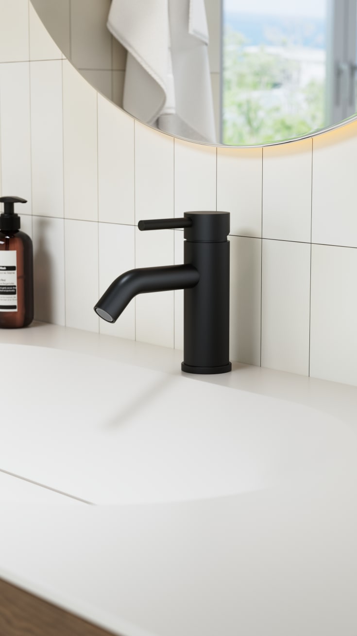 Zen Sanitary Slimline tvättställsblandare, svart