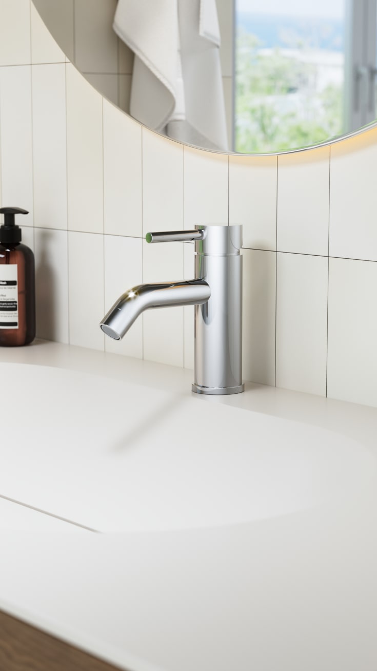 Zen Sanitary Slimline tvättställsblandare, rostfritt stål
