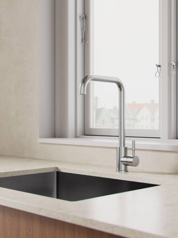 Zen Sanitary köksblandare, borstat rostfritt stål