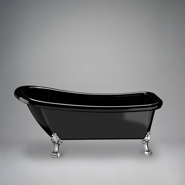 Westerbergs Sofia 1530 frittstående badekar, krom føtter, 153x67 cm, sort