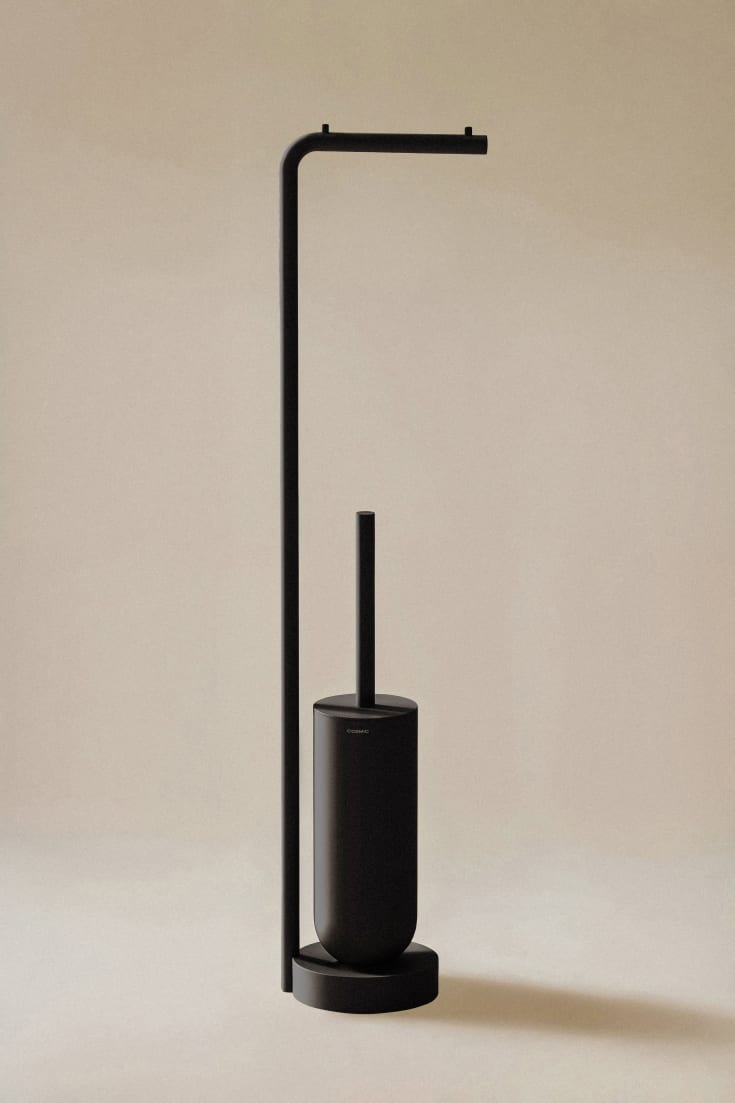 Cosmic Geyser toiletbørste med toiletrulleholder, mat sort