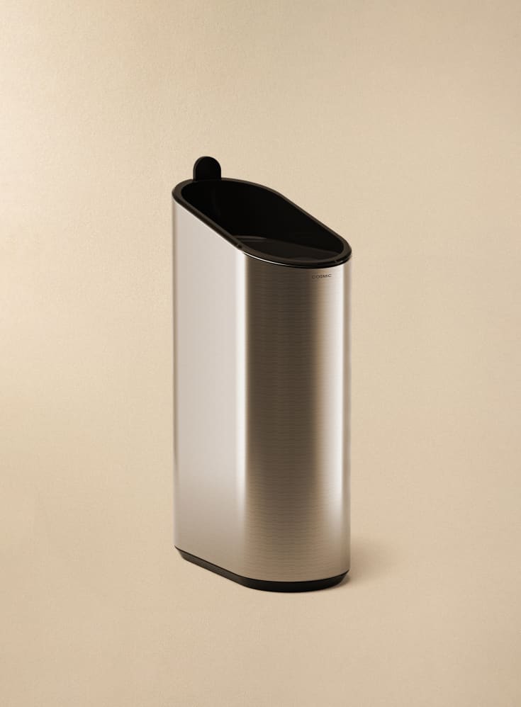 2 stk Cosmic Flat søppelbøtte, 2,5 liter, rustfrit stål