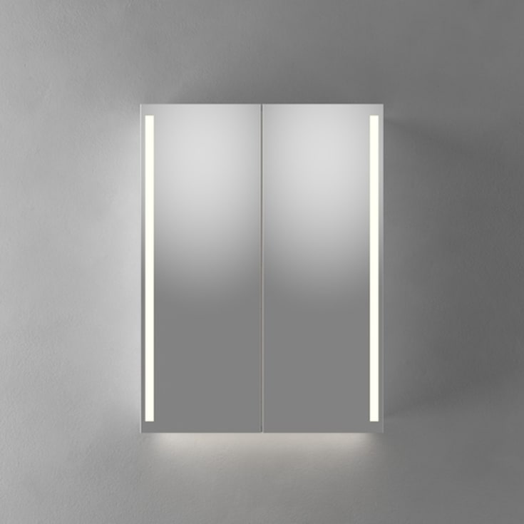 Linn Bad Vikja speilskap med led-lys, 60x84x18 cm, eik