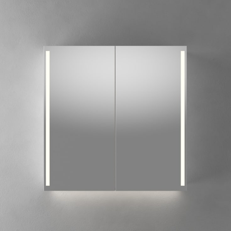 Linn Bad Vikja speilskap med led-lys, 80x84x18 cm, eik