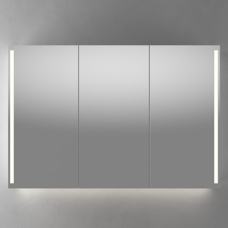 Linn Bad Vikja speilskap med led-lys, 120x79,5x18 cm, hvit matt