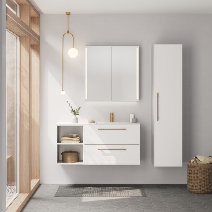 Linn Bad Ingrid servantskap, 1 skuff, høyre, 120x45,3x28,5 cm, hvit matt