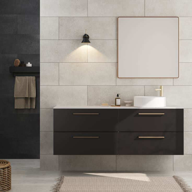 Linn Bad Ingrid servantskap, 2 skuffer, 60x45,3x57 cm, sort matt