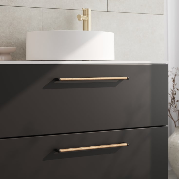 Linn Bad Ingrid servantskap, 2 Skuffer, dobbel, 120x45,3x57 cm, sort matt