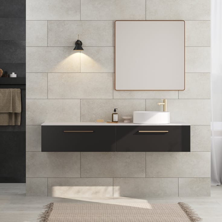 Linn Bad Ingrid servantskap, 2 skuffer, høyre, 120x45,3x57 cm, sort matt