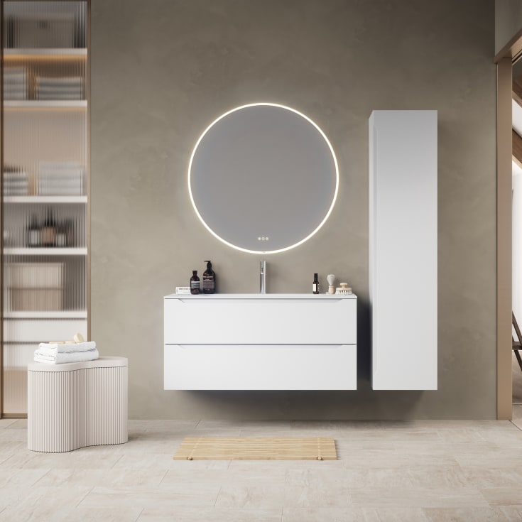 Linn Bad Emma servantskap, 2 Skuffer, 100x45,7x57 cm, hvit matt
