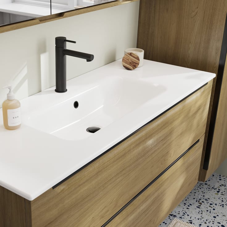 Linn Bad Mari servantskap, 2 skuffer, 80x45,6x57 cm, senter, eikefolie