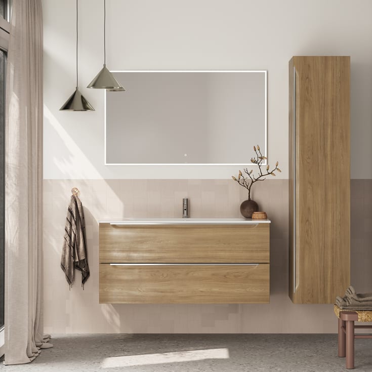 Linn Bad Mari servantskap, 4 skuffer, 120x45,6x57 cm, dobbel, eikefolie