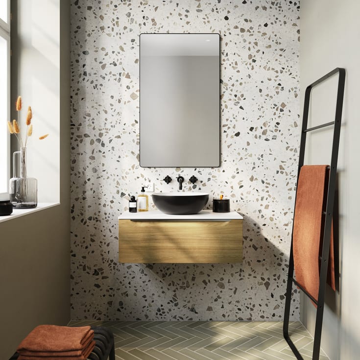 Linn Bad Mari servantskap, 4 skuffer, 120x45,6x57 cm, dobbel, eikefolie
