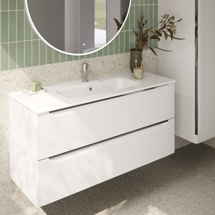 Linn Bad Mari servantskap, 4 skuffer, 160x45,6x57 cm, dobbel, hvit matt