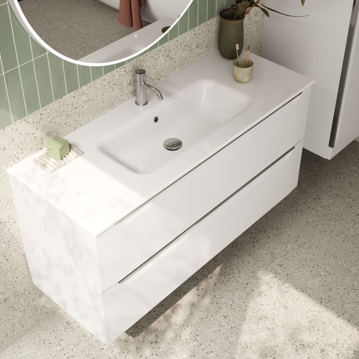 Linn Bad Mari servantskap, 4 skuffer, 160x45,6x57 cm, dobbel, hvit matt
