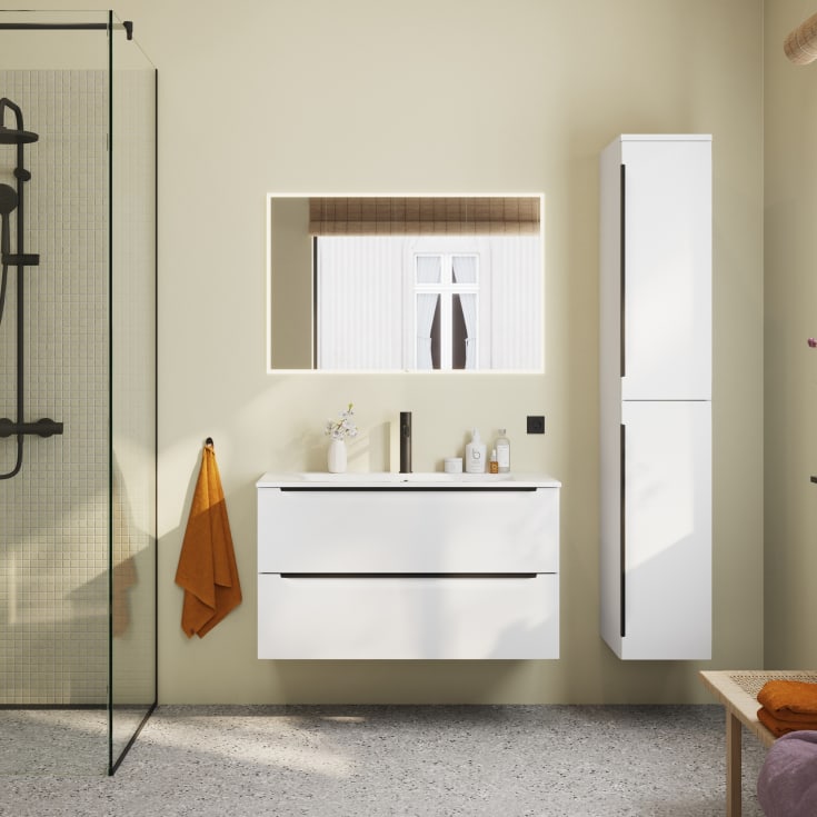 Linn Bad Mari servantskap, 4 skuffer, 120x45,6x57 cm, dobbel, hvit matt