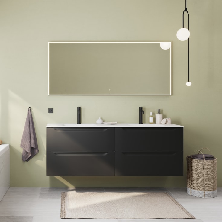 Linn Bad Mari servantskap, 4 skuffer, 120x45,6x57 cm, dobbel, sort matt
