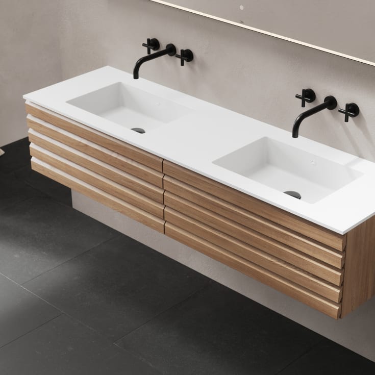 Linn Bad Selma servantskap, 1 skuff, venstre, 120x45,7x33,4 cm, eikestav