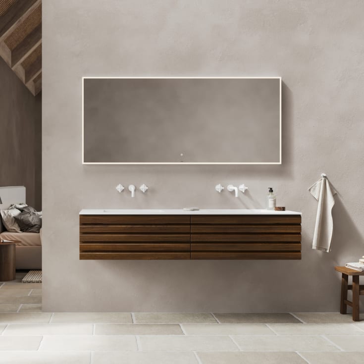 Linn Bad Selma servantskap, 1 skuff, 60x45,7x33,4 cm, mørk eikestav