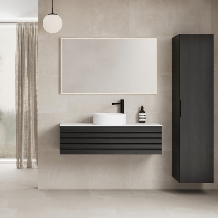 Linn Bad Selma servantskap, 1 Skuff, 120x45,7x33,4 cm, sort eikestav