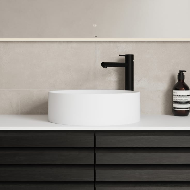 Linn Bad Selma servantskap, 1 skuff, venstre, 120x45,7x33,4 cm, sort eikestav
