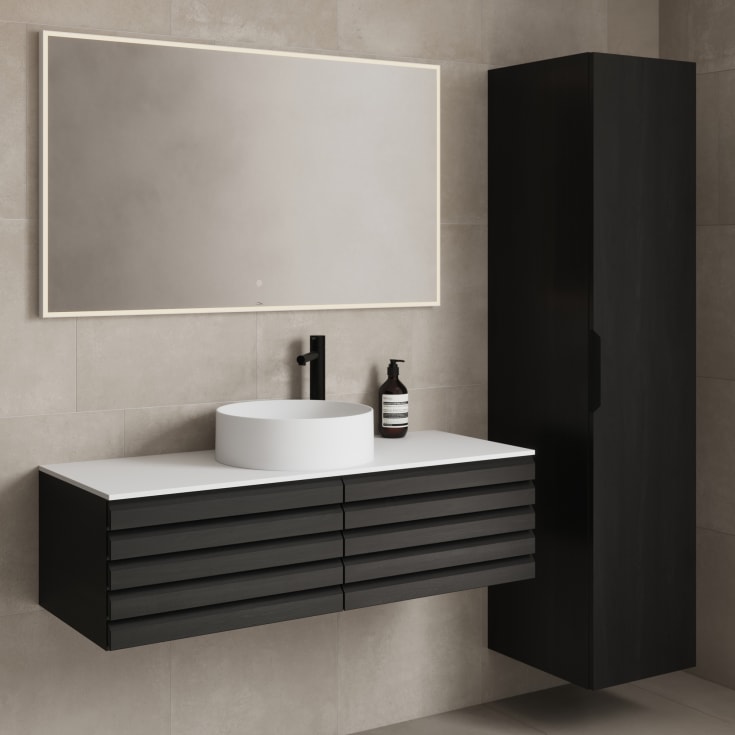 Linn Bad Selma servantskap, 1 Skuff, 80x45,7x33,4 cm, sort eikestav