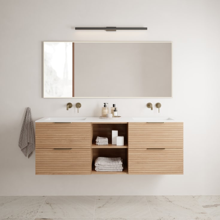 Linn Bad Silje servantskap, 2 skuffer, venstre, 120x45,7x57 cm, eik