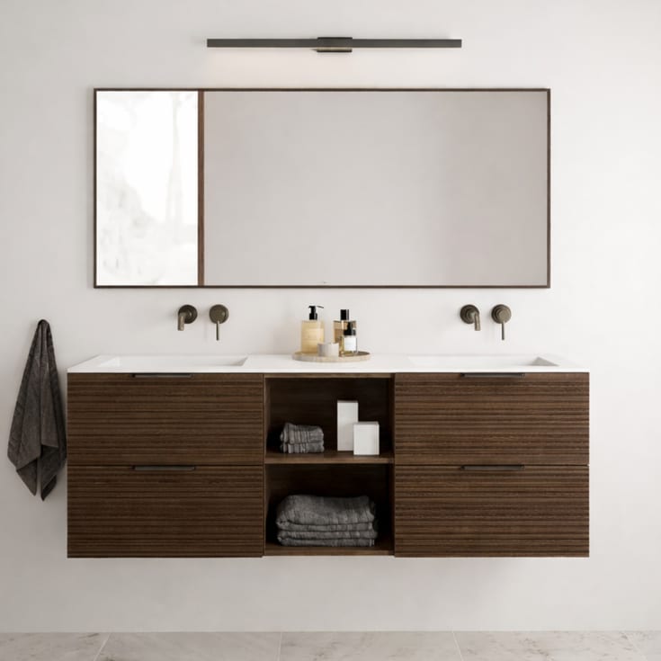 Linn Bad Silje servantskap, 2 skuffer, venstre, 120x45,7x57 cm, mørk eik
