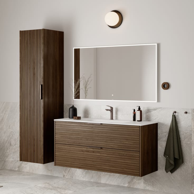 Linn Bad Silje servantskap, 2 skuffer, dobbel, 160x45,7x57 cm, mørk eik
