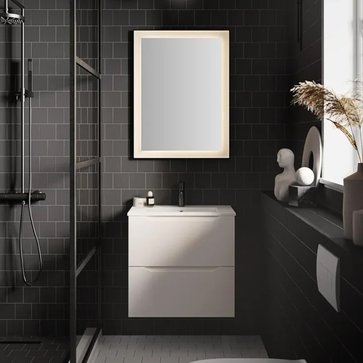 Linn Bad Emma Smal servantskap, 60x35x57 cm, 2 skuffer, hvit matt