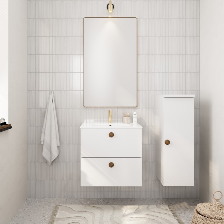 Linn Bad Ingrid Smal servantskap, 80x34,6x57 cm, hvit matt
