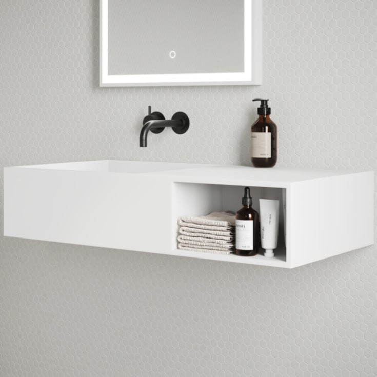 Copenhagen Bath Søndersø servant, venstre, 80x40 cm, hvit matt