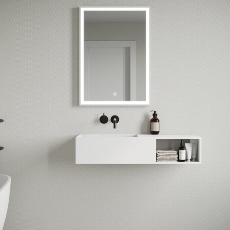 Copenhagen Bath Søndersø servant, venstre, 80x40 cm, hvit matt