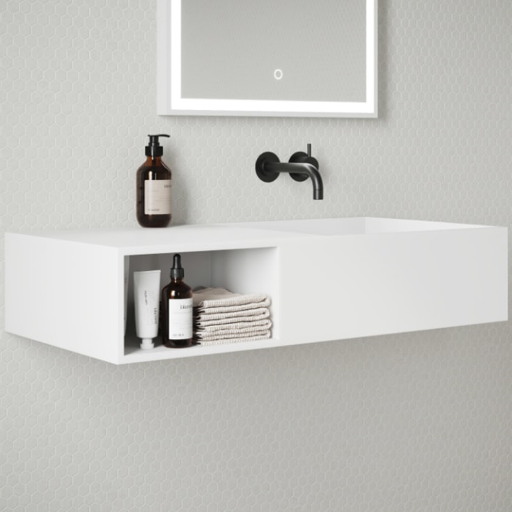 Copenhagen Bath Søndersø servant, høyre, 80x40 cm, hvit matt