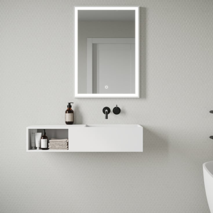 Copenhagen Bath Søndersø servant, høyre, 80x40 cm, hvit matt