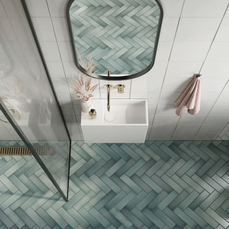 Copenhagen Bath Nyland servant, 455x20 cm, med 1 hylle, hvit matt