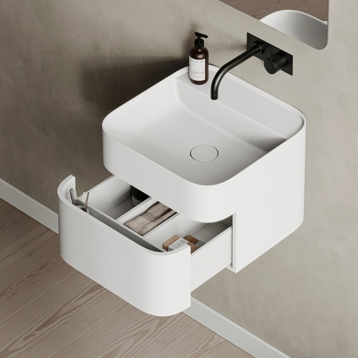 Copenhagen Bath Yuno CA 41 servant, 41x41 cm, med 1 skuff, hvit matt