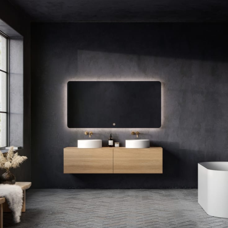 Copenhagen Bath Bergen 160 servantskap, dobbel, 160x50 cm, børstet eik