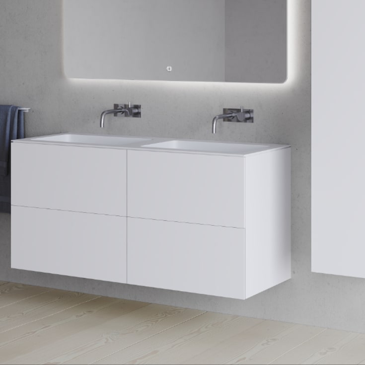 Copenhagen Bath SQ2 120 møbelpakke, dobbel, 120x45x60 cm, hvit matt