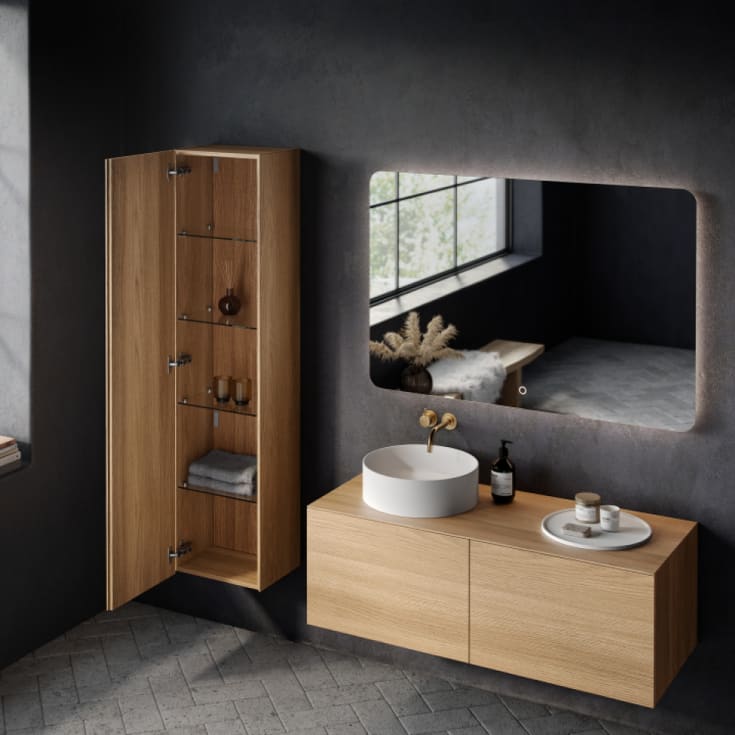Copenhagen Bath Bergen 40 høyskap, vendbar, 160x40x30 cm, børstet eik