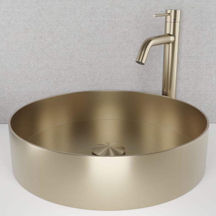 Scandtap Rare R håndvask, Ø37,5 cm, børstet guld