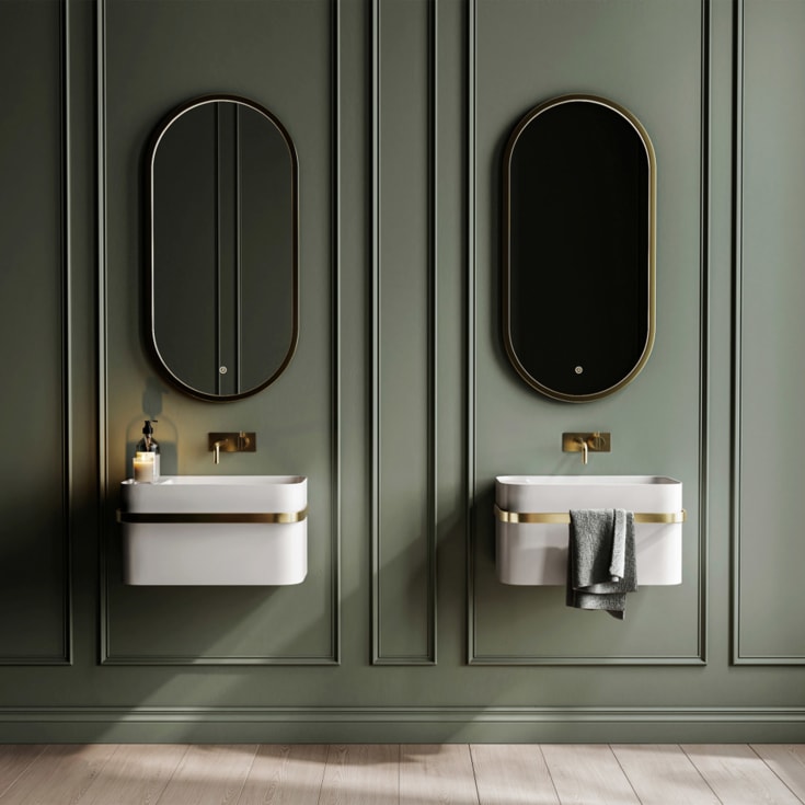 Copenhagen Bath Yuno Rail 55 Gold servant, 55x36 cm, hvit matt