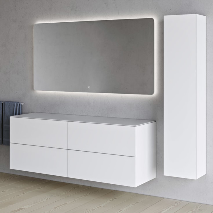 Copenhagen Bath SQ2 Servantskap 160, 160x45x60 cm, m/benkeplate, hvit matt