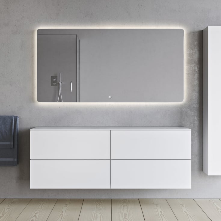 Copenhagen Bath SQ2 Servantskap 160, 160x45x60 cm, m/benkeplate, hvit matt