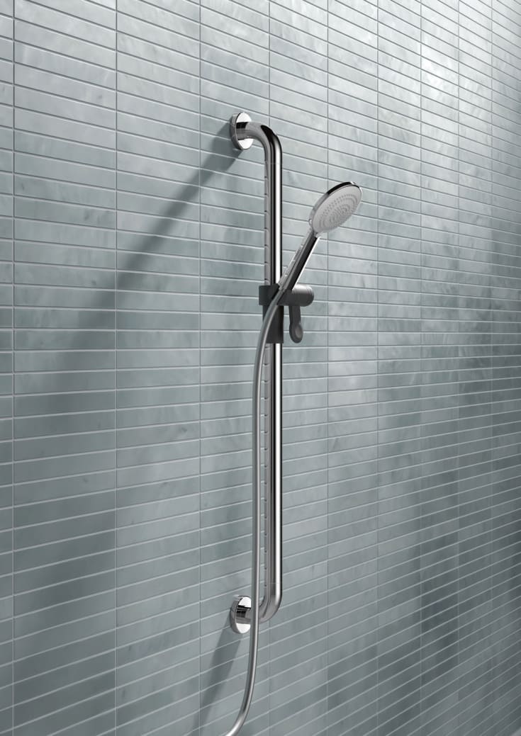 Hewi 801 støttehåndtak/dusjstang, 90 cm, krom/grå