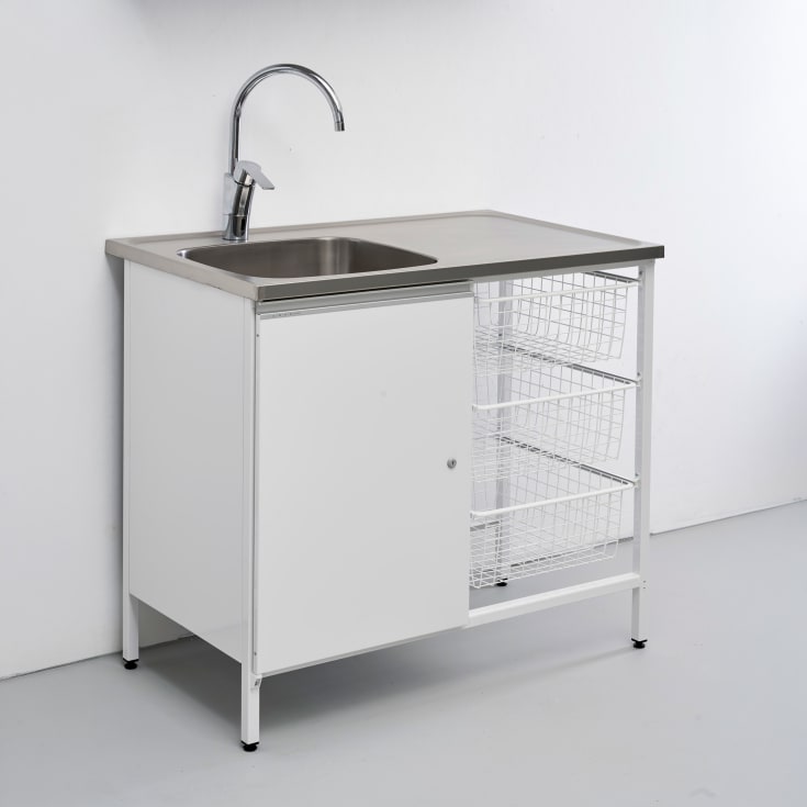 Contura CAB 10 V stålbord, 100x60 cm, rustfritt stål/hvit